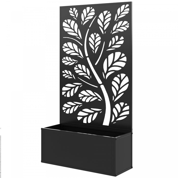 Outsunny Raised Garden Bed with Privacy Panel, Metal Planter Box