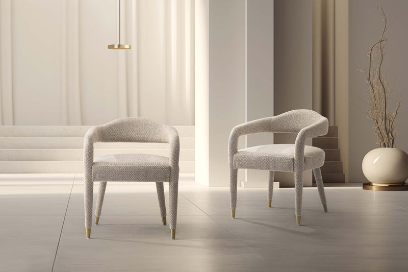 Aspen Mid-Century Modern Upholstered Tweed Armchair in Gold Dust - Set of 2
