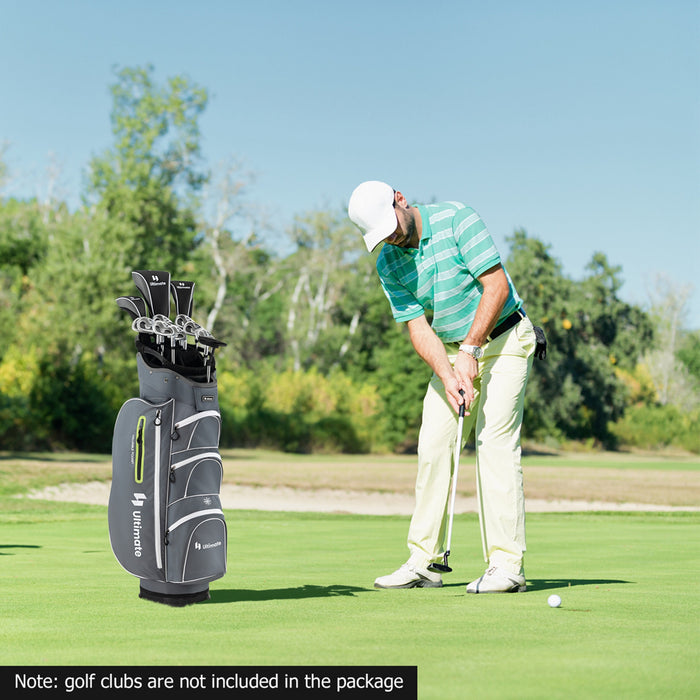 Costway Lightweight Golf Cart Bag With 15 Way Top Divider Individual Putter Well Cooler Bag Green
