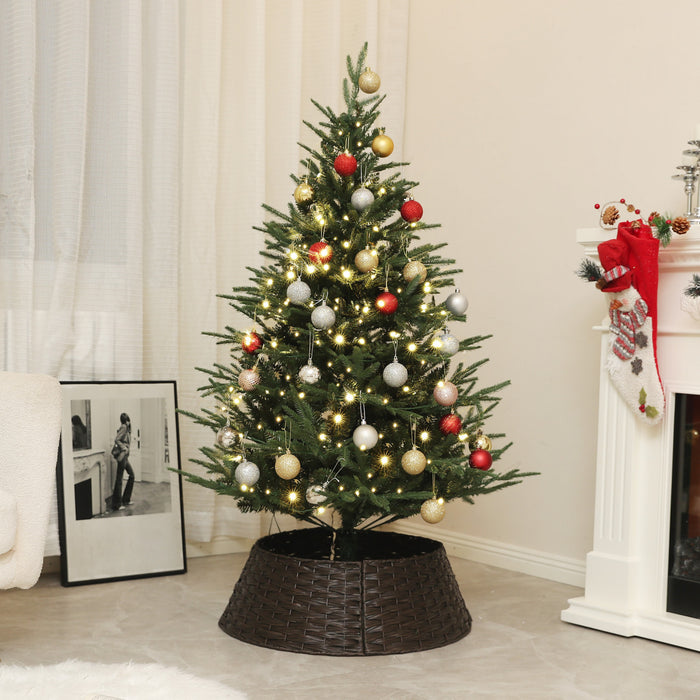 Homcom 5ft Artificial Christmas Tree With Led Lights, Hinged Xmas Tree