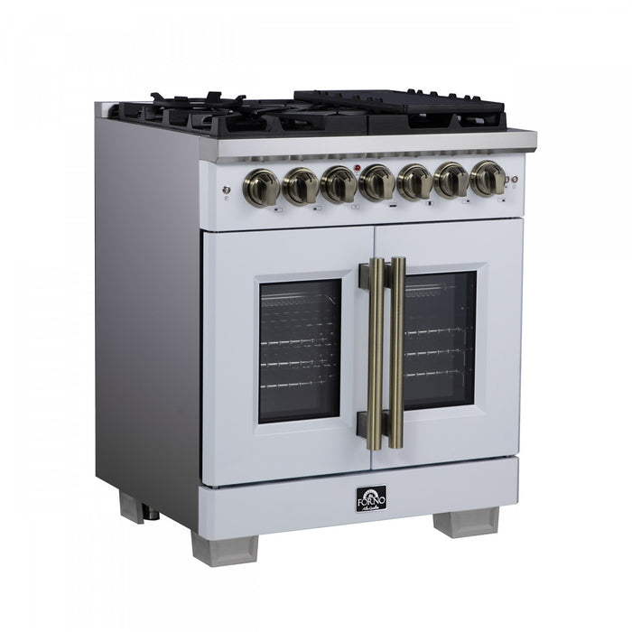 Forno Capriasca 30\" French Door Dual Fuel Range, White, 4.32 cu. ft. - FFSGS6387-30WHT