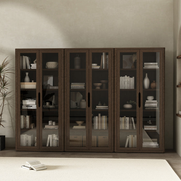 Rivington Modern 38\" Bookcase Cabinet in Walnut - Set of 3