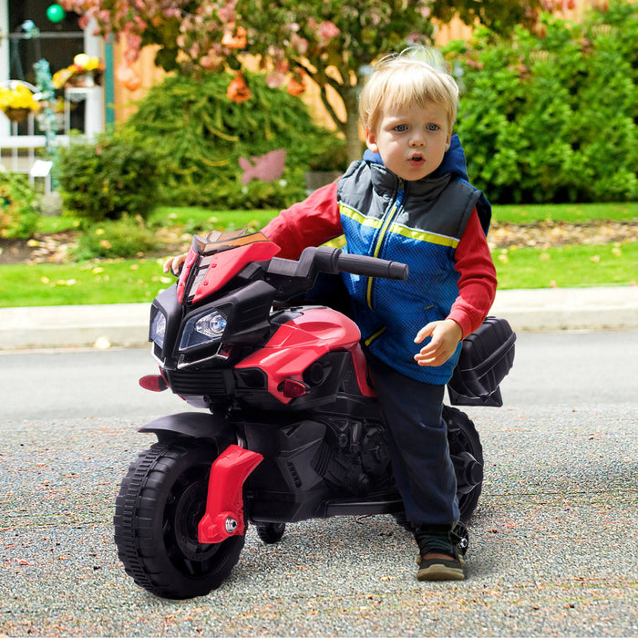 Aosom Kids Powered Ride-On Motorcycle, 6v Electric Battery Powered Dirt Bike W/ Training Wheels, Gift For Children Boys Girls Red