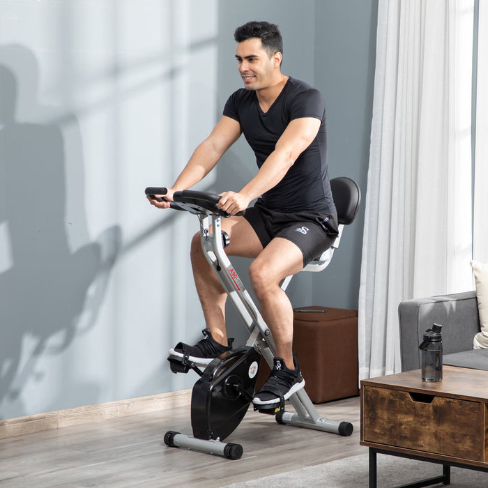 Soozier Foldable Exercise Bike With 8 Levels Of Magnetic Resistance, Indoor Stationary Bike, X Bike, Lcd Monitor, For Cardio Workout, Black