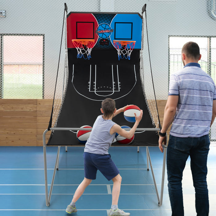 Costway Dual Shot Basketball Arcade Game With 8 Game Modes Arcade Sound Electronic Scoring Red