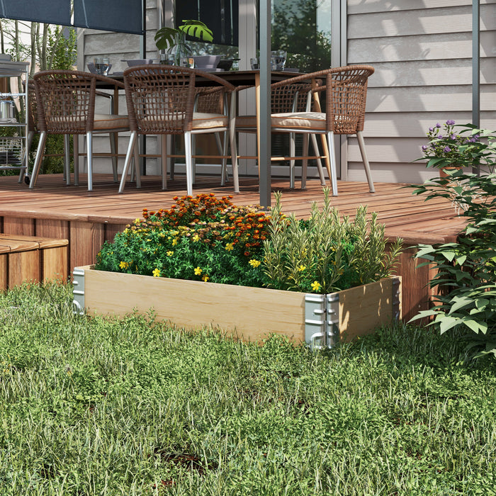 Outsunny Foldable Wooden Raised Garden Bed With Open Bottom