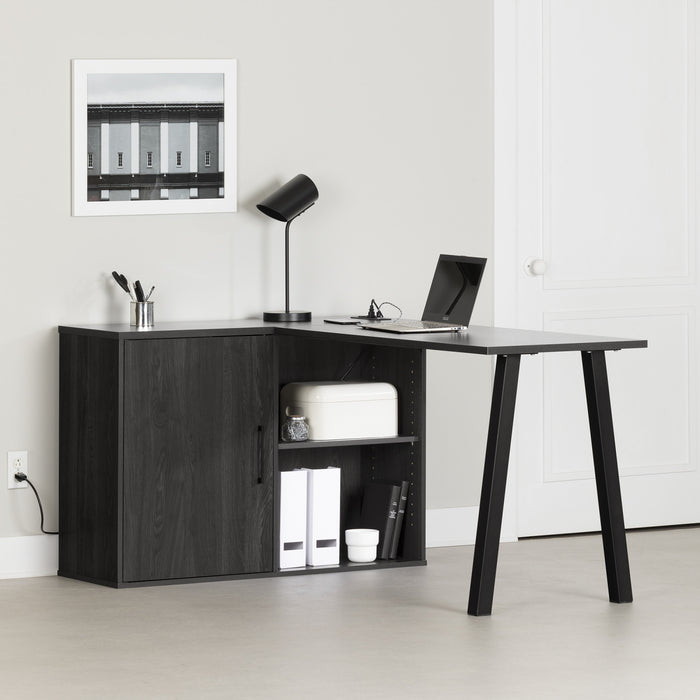 Zolten L-Shaped Desk with Power Bar - Grey Oak