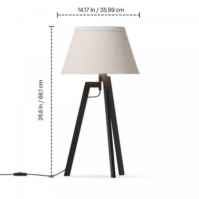 27\" Black Architectural Tripod Table Lamp with Textured Shade