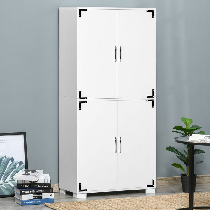 HOMCOM Rustic Style Storage Cupboard Bookcase Cabinet w/ 4 Shelves, White