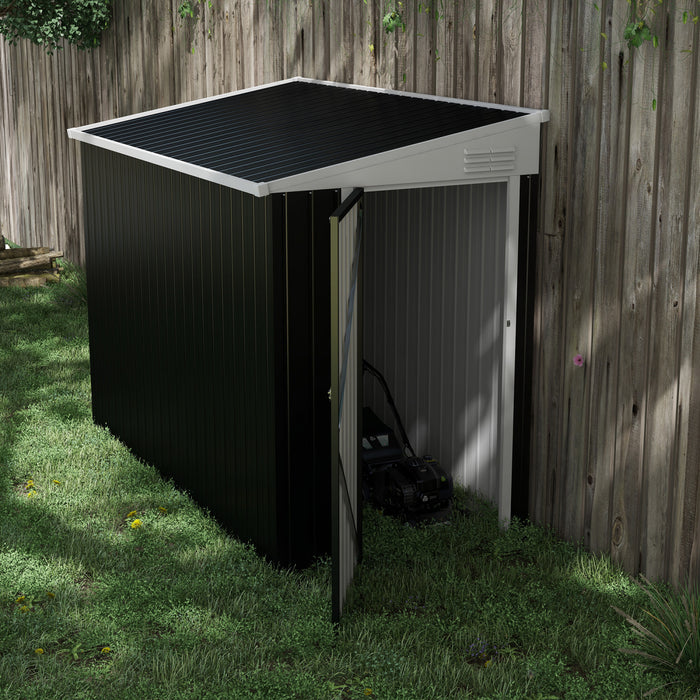 Outsunny 4' X 8' Steel Garden Storage Shed Lean To Shed Outdoor Metal Tool House With Lockable Door And 2 Air Vents For Backyard, Patio, Lawn