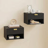 HOMCOM Floating Nightstands Set of 2 with Fluted Drawer Open Shelf Black