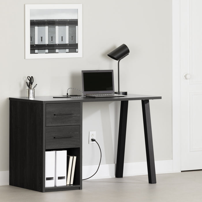 Zolten Computer Office Desk with Power Bar - Grey Oak