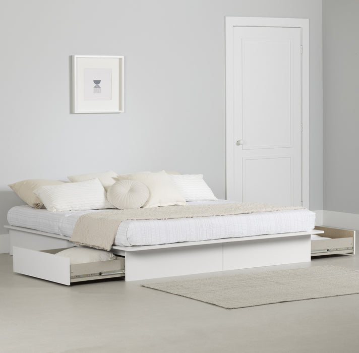 Step One Platform Bed With Drawers - Pure White