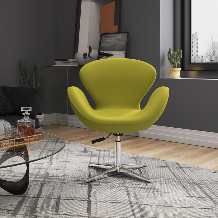 Raspberry Modern Upholstered Swivel Lounge Chair in Green - Set of 2 Accent Chair