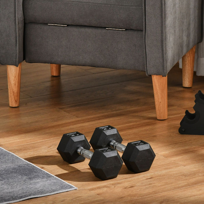 Soozier 2 x 12lbs Rubber Dumbbells Weight Set, Dumbbell Hand Weight for Body Fitness Training