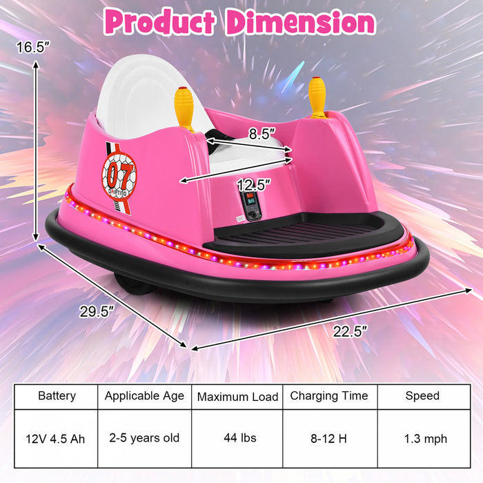 12v Vehicle 360¡a Spin Race Toy Kids Ride On Bumper Car W/ Remote Control Pink