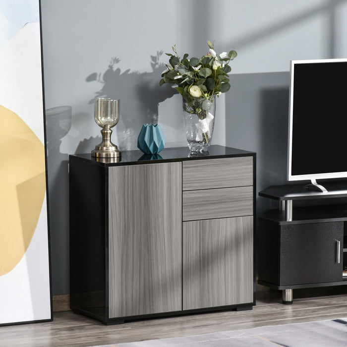 HOMCOM High Gloss Buffet Sideboard with Drawers Kitchen Storage Cabinet
