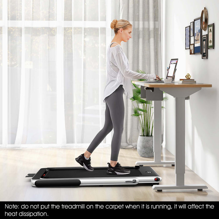Superfit 2.25hp 2 In 1 Dual Display Folding Treadmill Jogging Machine W/app Control Silver