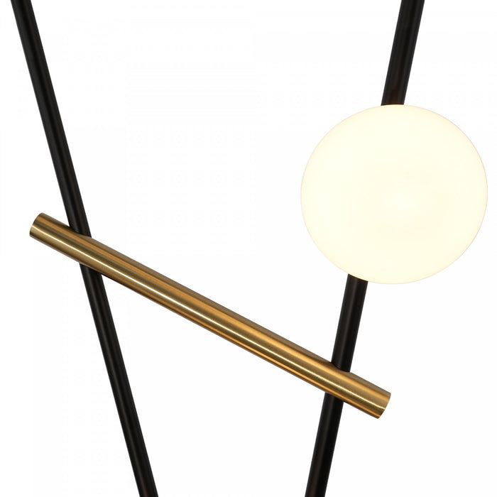 Cortina 6 Light Floor Lamp, Black, Brushed Brass