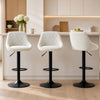 HOMCOM Bar Stools Set of 3 with Adjustable Linen-Look Bar Chairs, Off-White