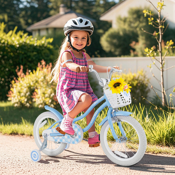 Costway 16\" Kids Bike Toddler Adjustable Bicycle With Training Wheel For 4-7 Years Old Girl Blue