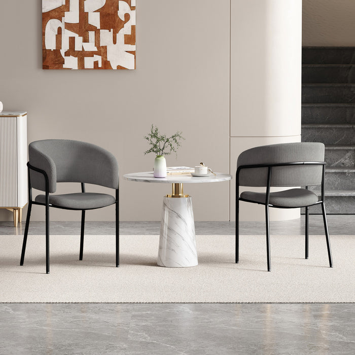 Ethan Set of 2 Modern Corduroy Upholstery Side Chair with Angled Legs and Adjustable Feet,Grey Dining Chair