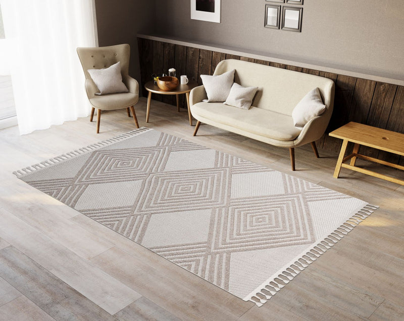Athena White Indoor/Outdoor Area Rug - 5.3 X 7.6