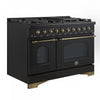 Forno Antico 48" Dual Fuel Gas Range, Black, 5.5 cu.ft. Double Ovens - FFSGS6113-48BLK | Cuisiniere a double combustible Antico de 48 pouces , noire, 5,5 pi³ four double - FFSGS6113-48BLK