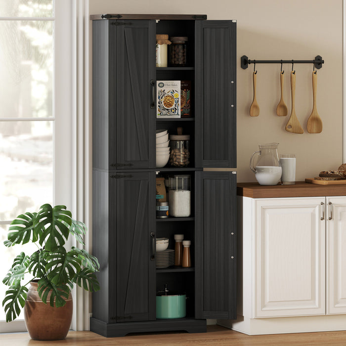 HOMCOM 72\" Pantry Cabinet, Kitchen Storage Cabinet for Dining Room, Black