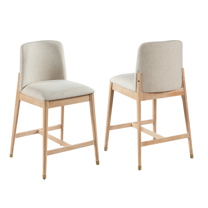 Clara Rubber Wood Bar Stool Set of 2,Natural