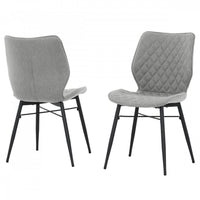 Rourke Taupe Diamond-Quilted Armless Accent Chair with Black Metal Legs (Set of 2)