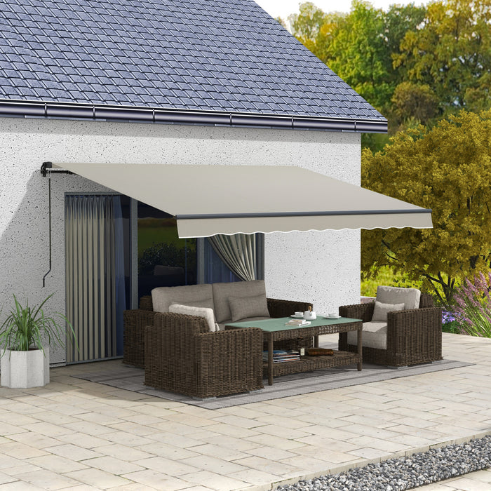 Outsunny 13' X 10' Patio Retractable Awning Sunshade Shelter, Light Grey