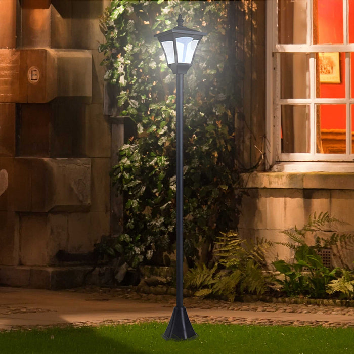 Outsunny Single Solar Lamp Post Garden Solar-powered LED Streetlight Style Outdoor Light Waterproof 5-6 Hours With Base For Lawn Pathway Walkway 47\"h