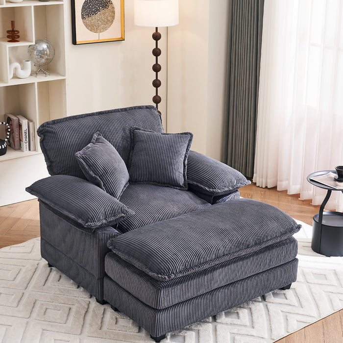 Liam 46.9\" Modern indoor corduroy sofa with 2 soft cushions ,Grey Sofa