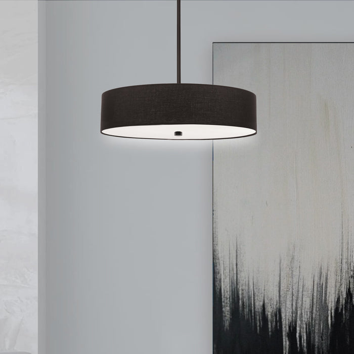 Dainolite Everly 4 Light Pendant Matte Black Finish Black Shade Lamp