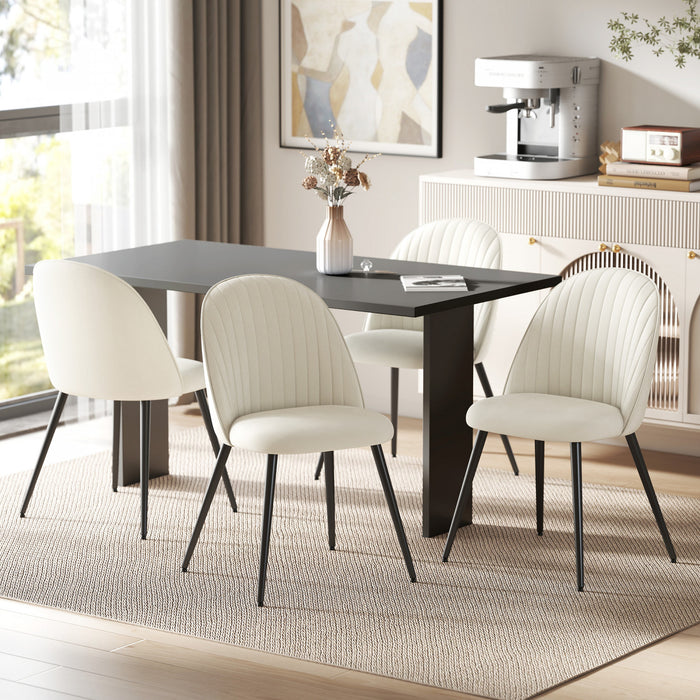 HOMCOM Set of 4 Modern Dining Chairs for Living Room, Cream White