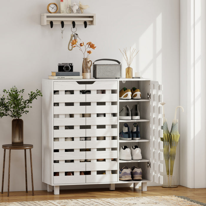 HOMCOM Shoe Cabinet, Shoe Storage Cabinet for 20 Pair of Shoes, White