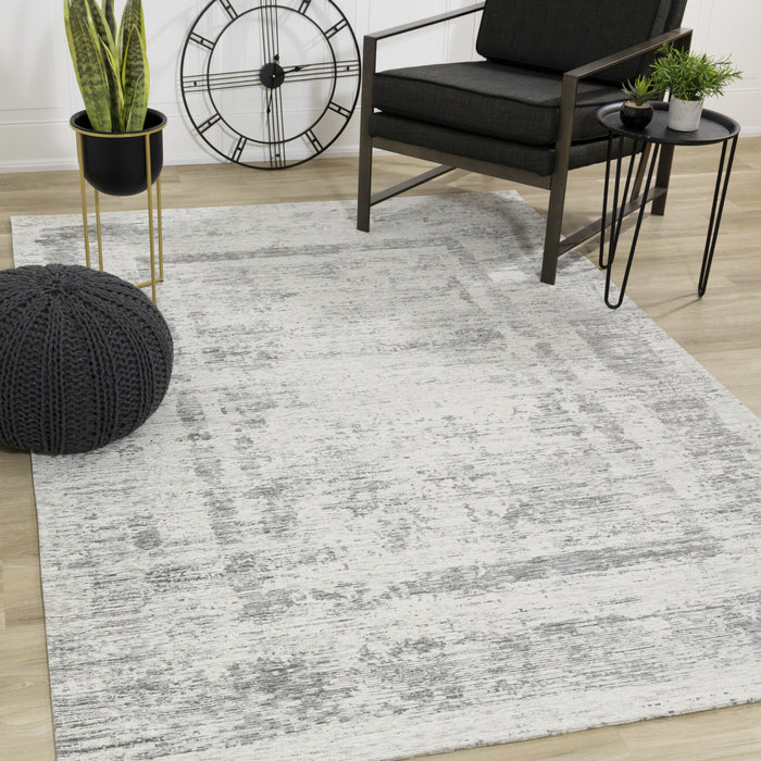 Kylie Grey Faded Borders Rug, 7'10\" x 10'10\" Indoor Area Rug