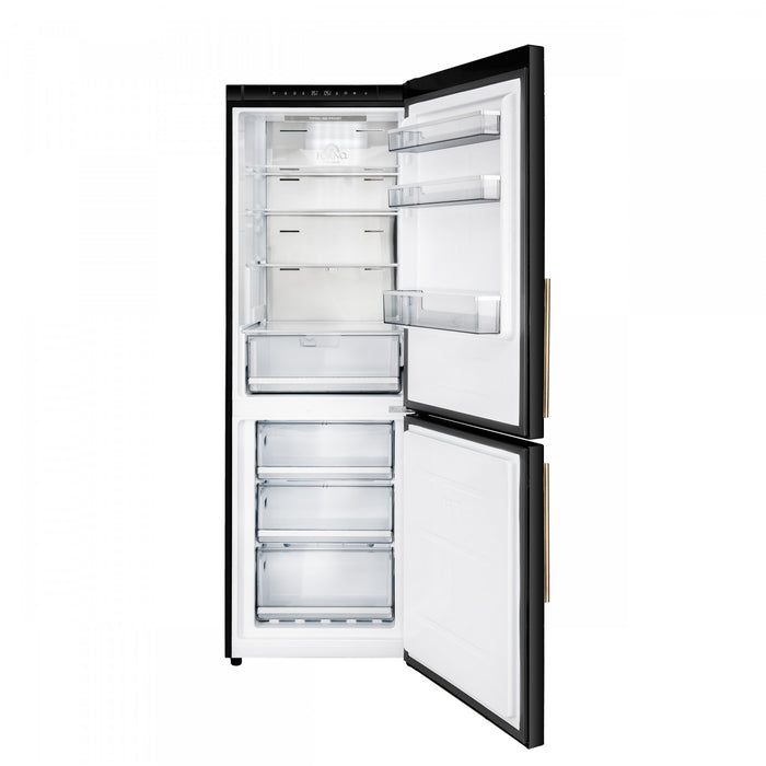 Forno Custodia 24\" Bottom Freezer, 10.3 cu.ft., Right Swing, Total No frost, Black - FFFFD1766-24BLK-RS Refrigerator