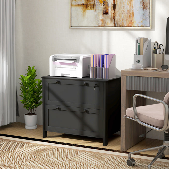HOMCOM 2 Drawer Lateral File Cabinet for Letter, A4, Legal Size, Black