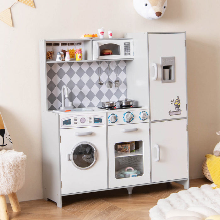 Costway Kids Kitchen Playset With Realistic Lights & Sounds Ice Maker Stoves Sink Oven