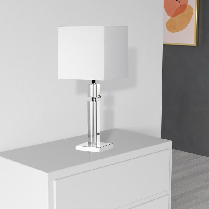 Dainolite Fernanda 1 Light Table Lamp Polished Chrome White Shade