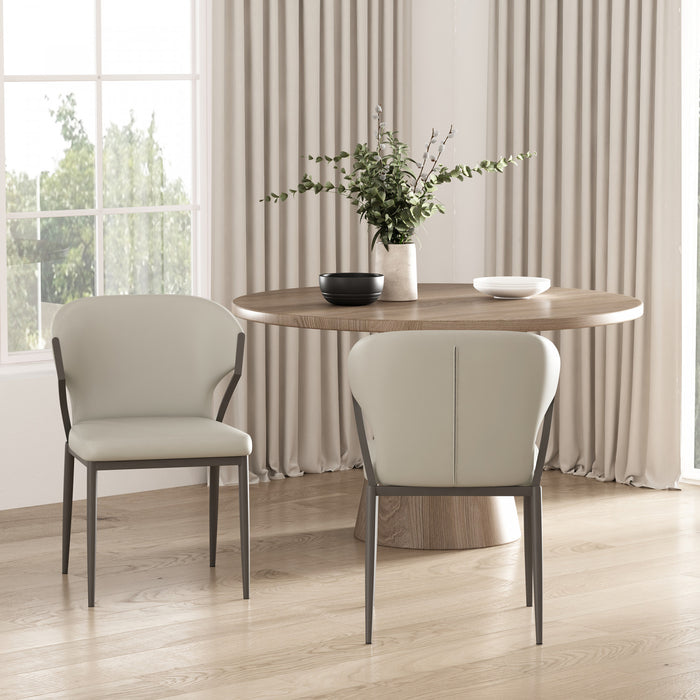 Kirsten Modern Metal Vegan Leather Dining Chair in Light Gray - Set of 2