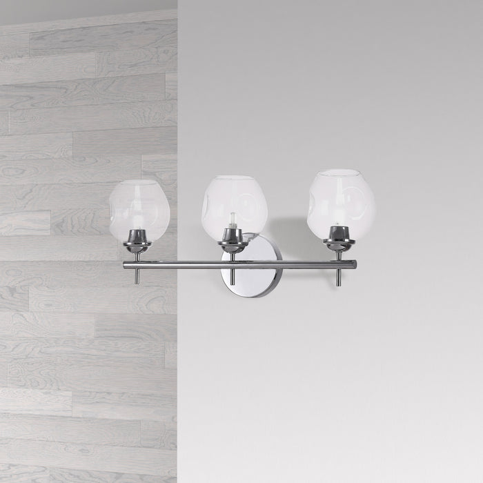 Dainolite Abii 3 Light Vanity Light Polished Chrome Finish Clear Glass Lamp