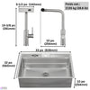 MultiSINK 33 in. Dual Mounted 3-Level Workstation Kitchen Sink, Faucet, Glass Rinser,Stainless Steel -D-XP30 Laundry Combo | Evier poste de travail MultiSINK 33 po, double pose, 3 niveaux, robinet, rince-verre, inox -D-XP30