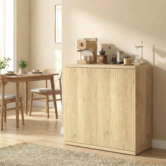 HOMCOM Sideboard Buffet Cabinet, Kitchen Cabinet with Soft-Close Door, Oak