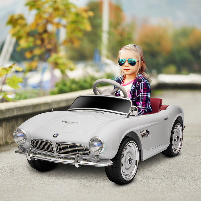 Aosom 12v Electric Ride On Car For Kids With Remote Control, Battery Powered Ride-On Electric Vehicle With Easy Transport, Lights, Mp3, Suspension System, White
