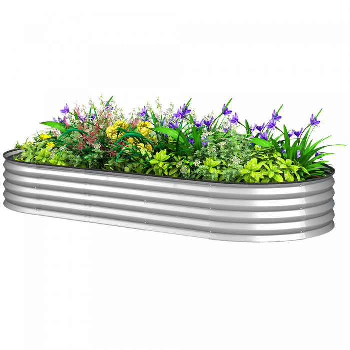 Outsunny Raised Garden Bed, 7' x 3' x 1' Galvanized Planter Box, Silver
