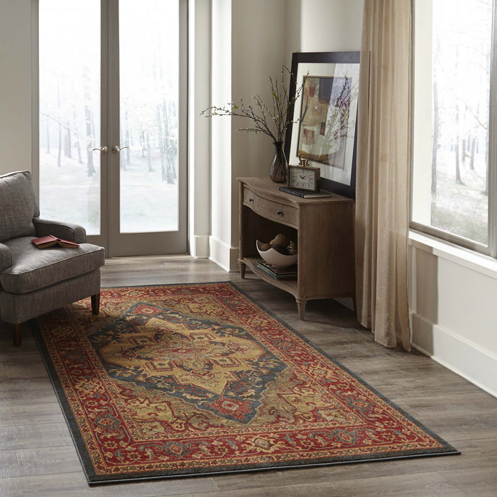 Lux Traditional 7'10\" x 9'10\" Area Rug in Blue Indoor Area Rug