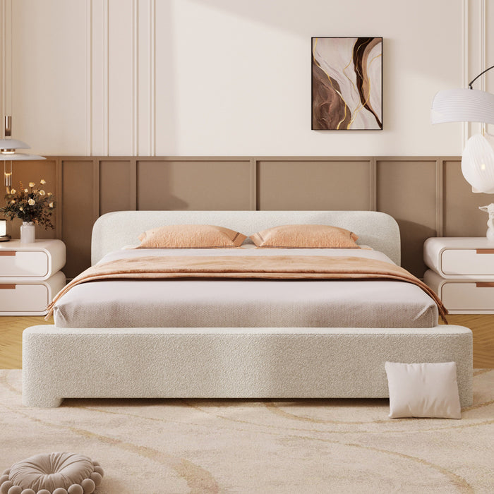 Joyce Comfortable and Stylish Bedroom Upholstered Bed,Queen Size,White Queen Bed